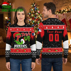 Philadelphia Phillies Grinch Drink Up Personalized Custom Name And Number Ugly Christmas Sweater