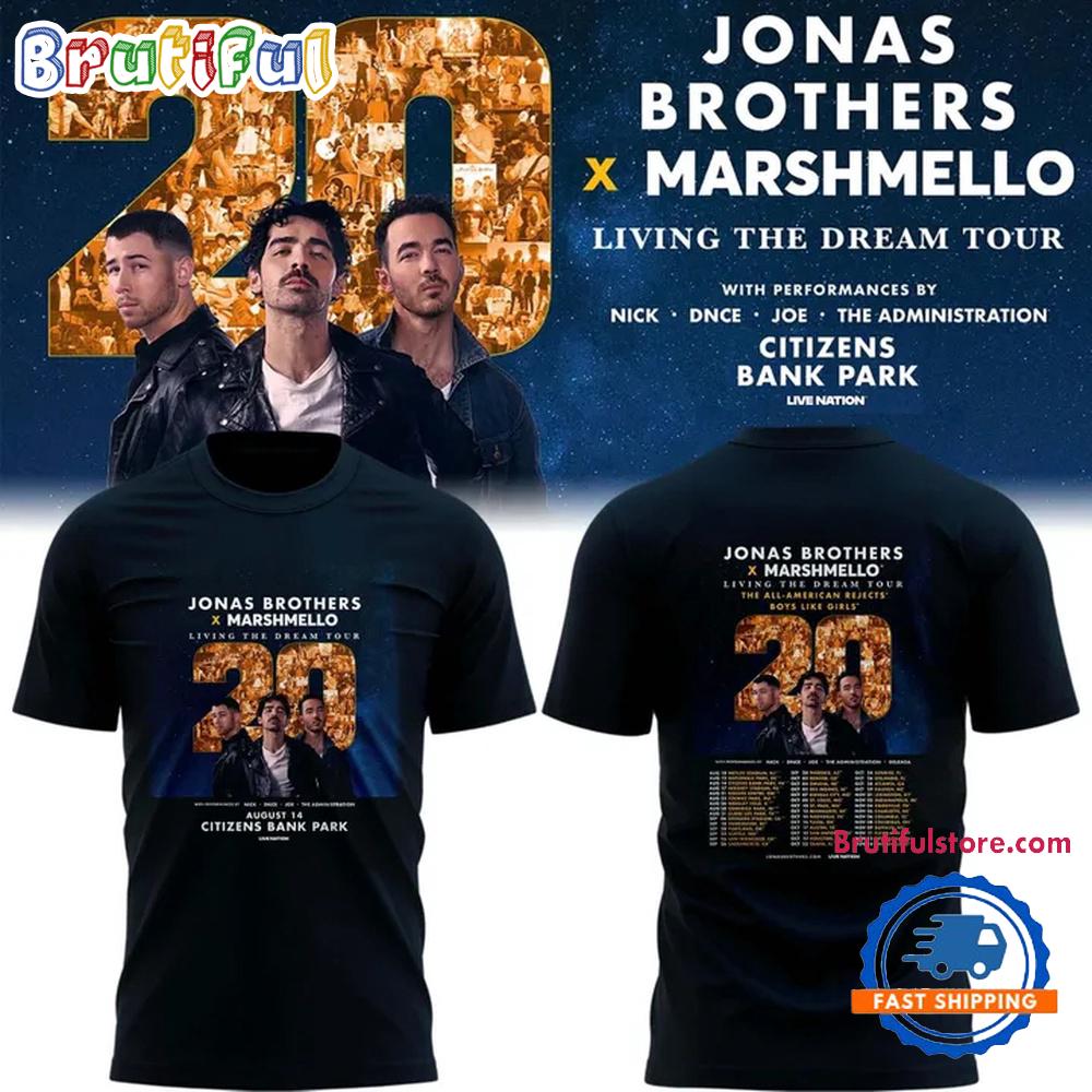 Philadelphia Phillies x Jonas Brothers JONAS20 Living The Dream Tour 2025 Shirt