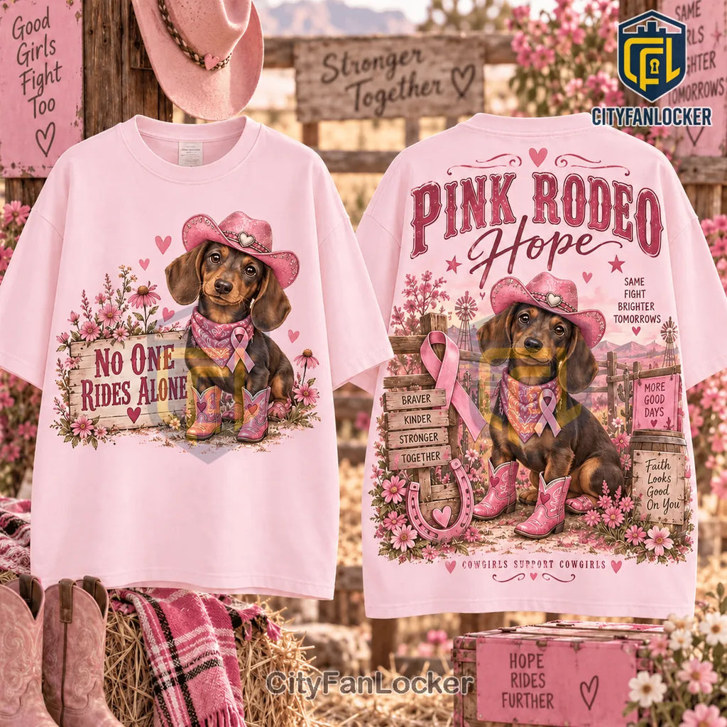 Pink Rodeo Dachshund Breast Cancer Awareness Shirt