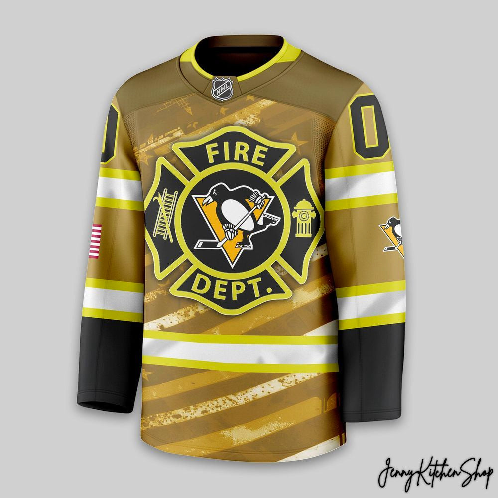 Pittsburgh Penguins Fire Dept Personalized Hockey Jersey