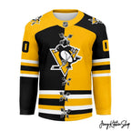 Pittsburgh Penguins Personalized Split Color Hockey Jersey