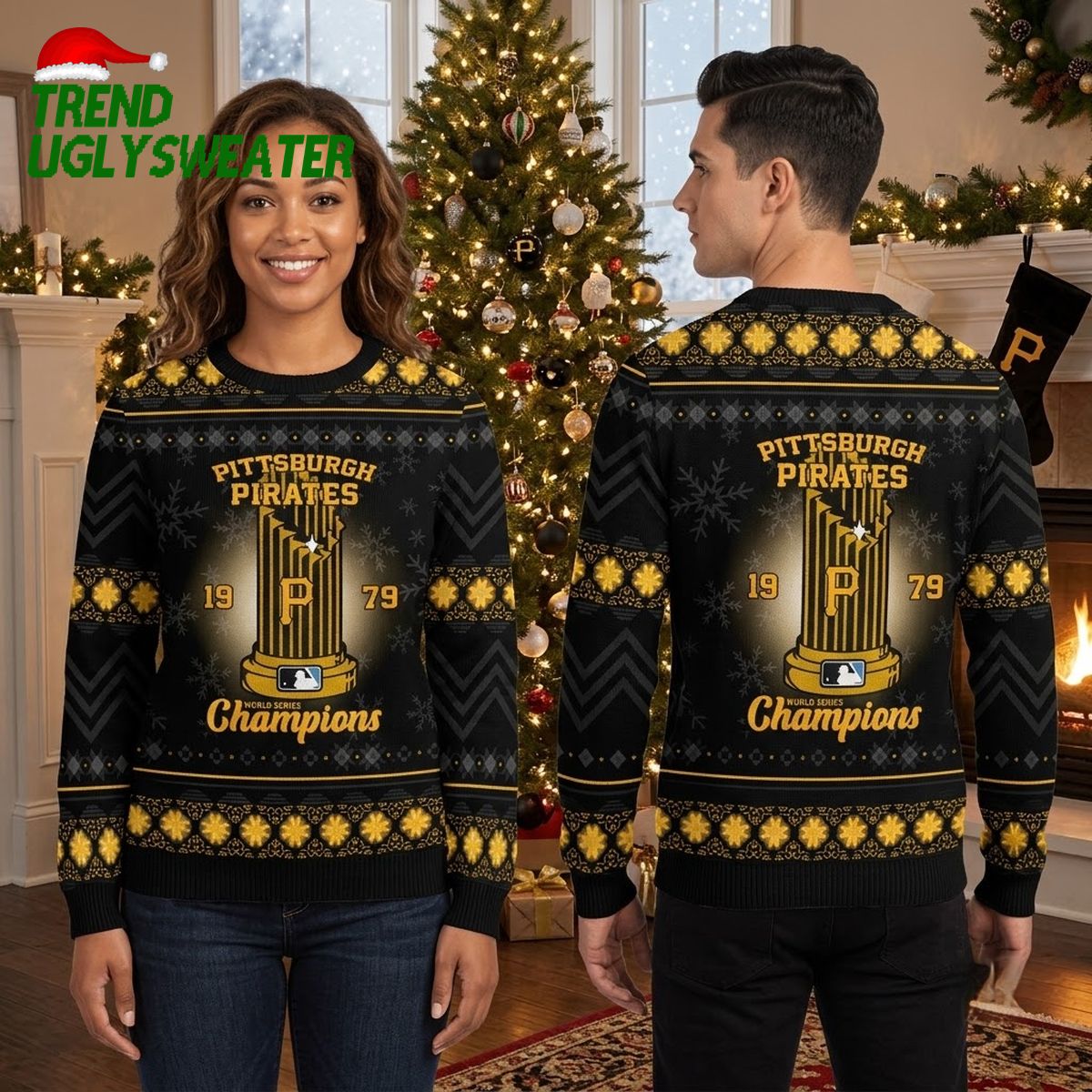 Pittsburgh Pirates 1979 World Series Champions Trophy Ugly Christmas Sweater