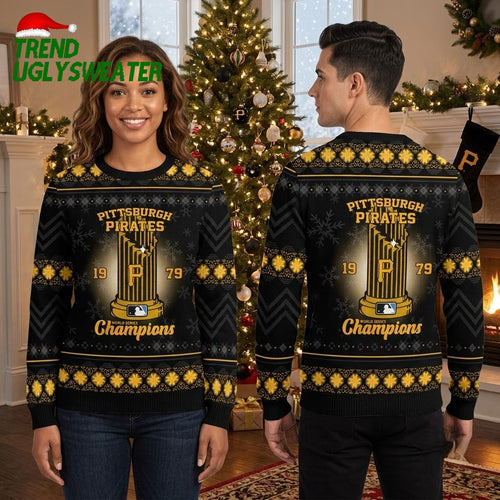 Pittsburgh Pirates 1979 World Series Champions Trophy Ugly Christmas Sweater