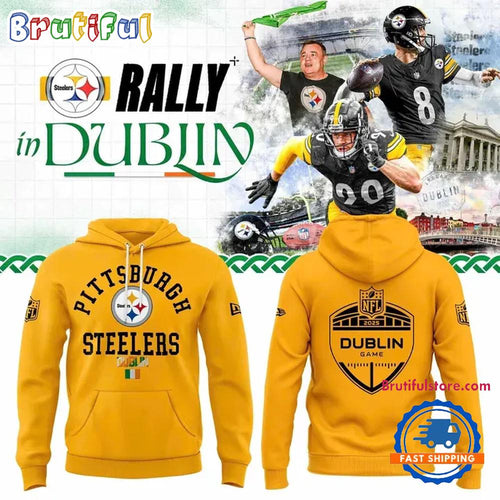 Pittsburgh Steelers 2025 Ireland game Yellow Hoodie