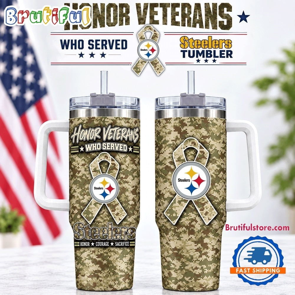 Pittsburgh Steelers 2026 NFL Honor Veterans Camo Stanley Tumbler