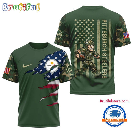 Pittsburgh Steelers 2026 NFL Veteran Camo Mascot Football Limited 3D Shirt