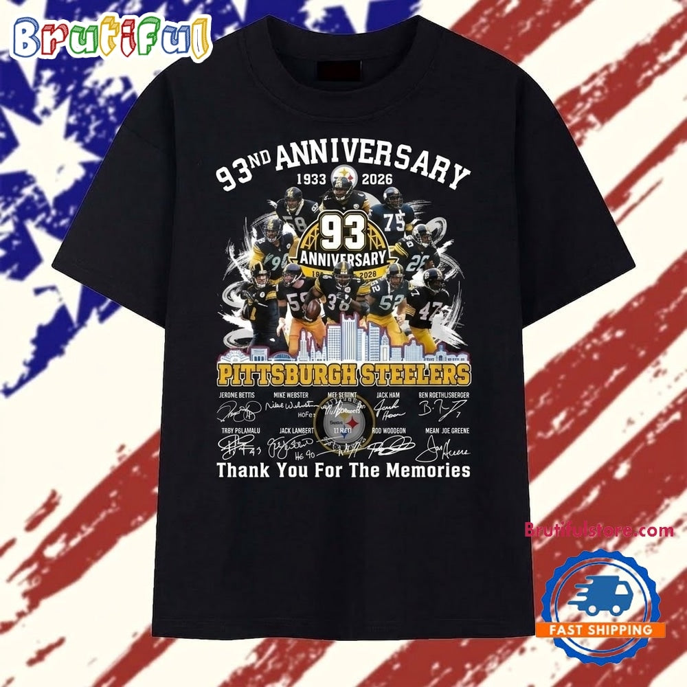 Pittsburgh Steelers 93rd Anniversary Greatness Legends Signatures Football T Shirt