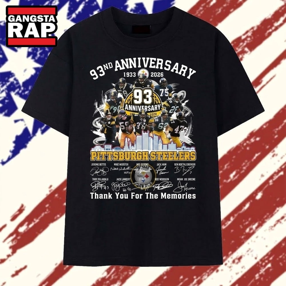 Pittsburgh Steelers 93rd Anniversary Greatness Legends Signatures Football T Shirt