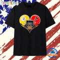 Pittsburgh Steelers and Texas Tech Red Raiders Football Heart T Shirt