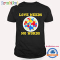 Pittsburgh Steelers Autism Awareness Love Needs No Words Puzzle Pattern T Shirt