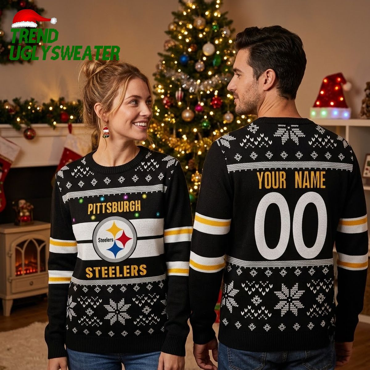 Pittsburgh Steelers Christmas Lights Ugly Christmas Sweater