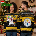 Pittsburgh Steelers Dabbing Unicorn Ugly Christmas Sweater
