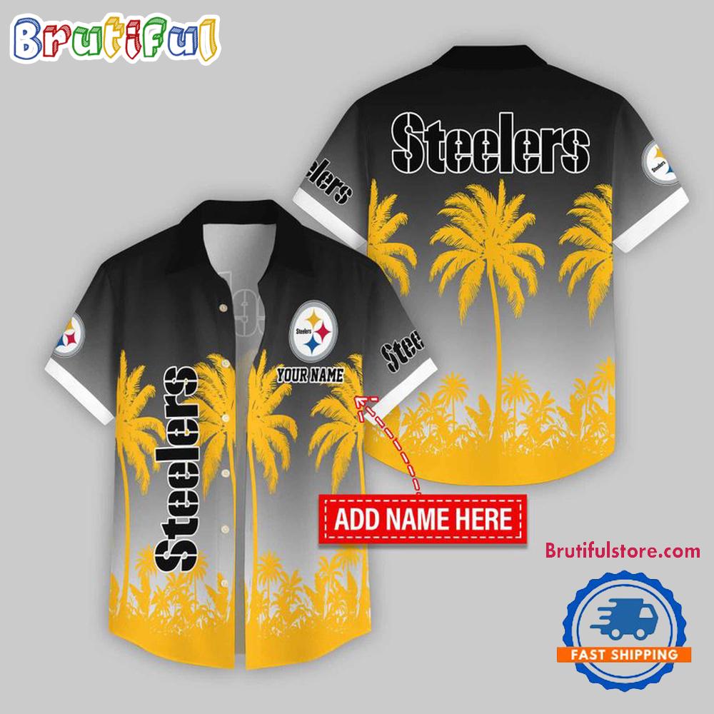 Pittsburgh Steelers Flower Palm Tree Summer Button Hawaii Shirt