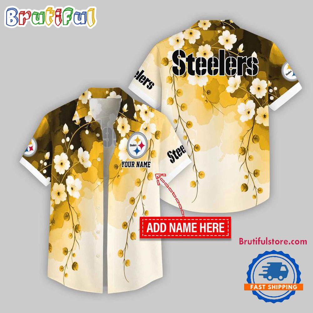 Pittsburgh Steelers Flower Pattern Trendy Summer Button Hawaii Shirt