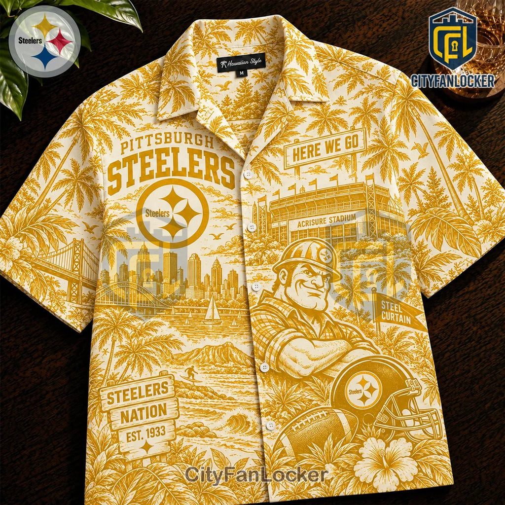 Pittsburgh Steelers Gold Hawaiian Shirt