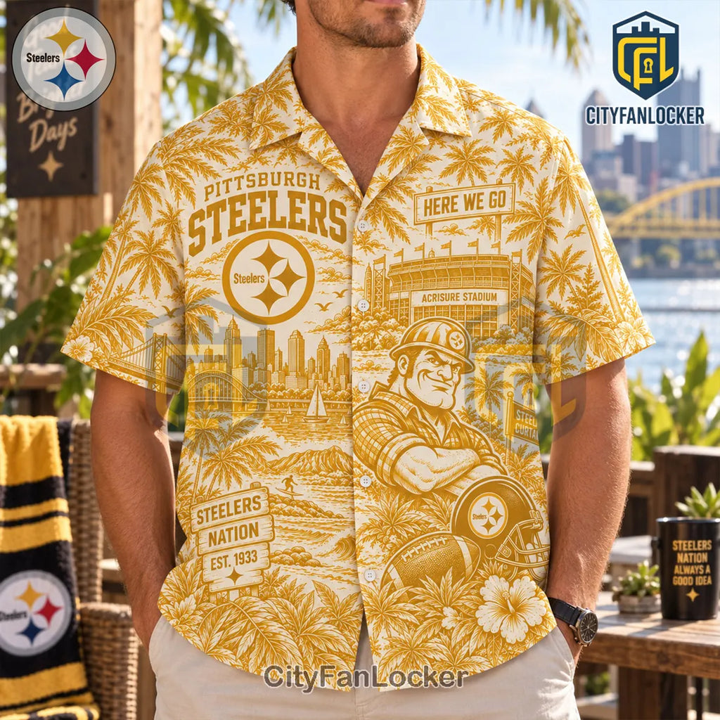 Pittsburgh Steelers Gold Hawaiian Shirt