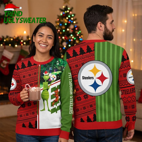 Pittsburgh Steelers Grinch And Scooby-doo Ugly Christmas Sweater