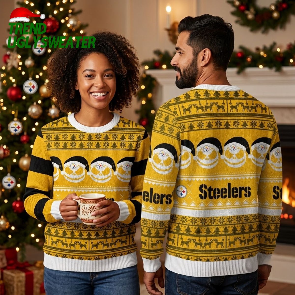 Pittsburgh Steelers Jack Skellington Ugly Christmas Sweater