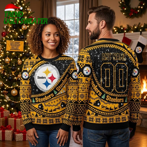 Pittsburgh Steelers Logo And Snowflakes Ugly Christmas Sweater