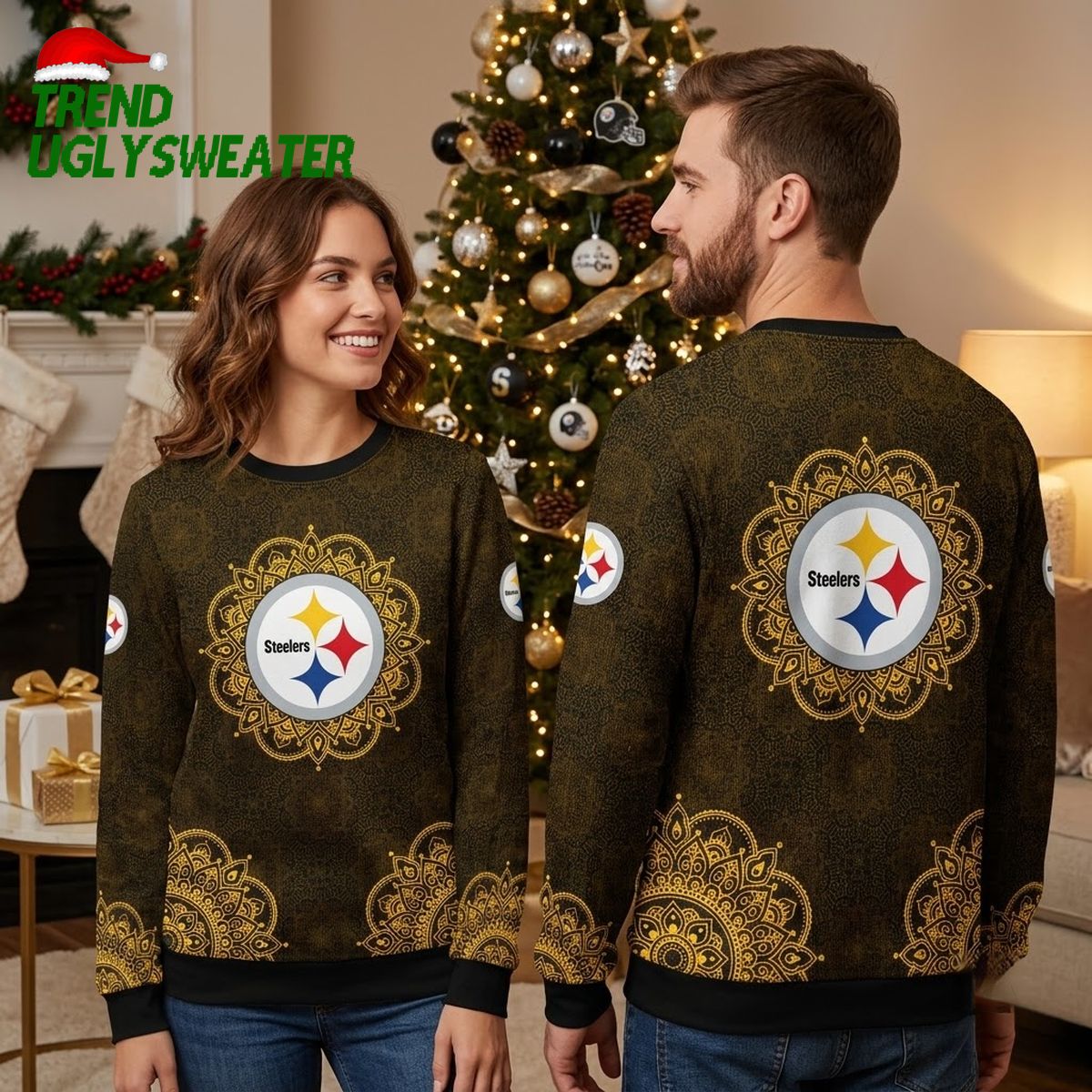 Pittsburgh Steelers Logo Mandala Ugly Christmas Sweater