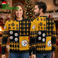 Pittsburgh Steelers Logo Print Snowflakes And Reindeer Ugly Christmas Sweater