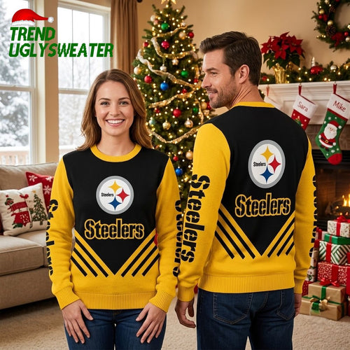 Pittsburgh Steelers Logo Print Ugly Christmas Sweater Design New