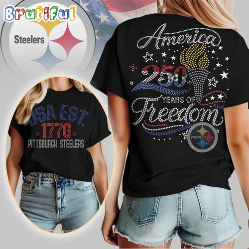 Pittsburgh Steelers NFL 250 Years Independence Day Rhinestone Dot Unisex 3D Shirt