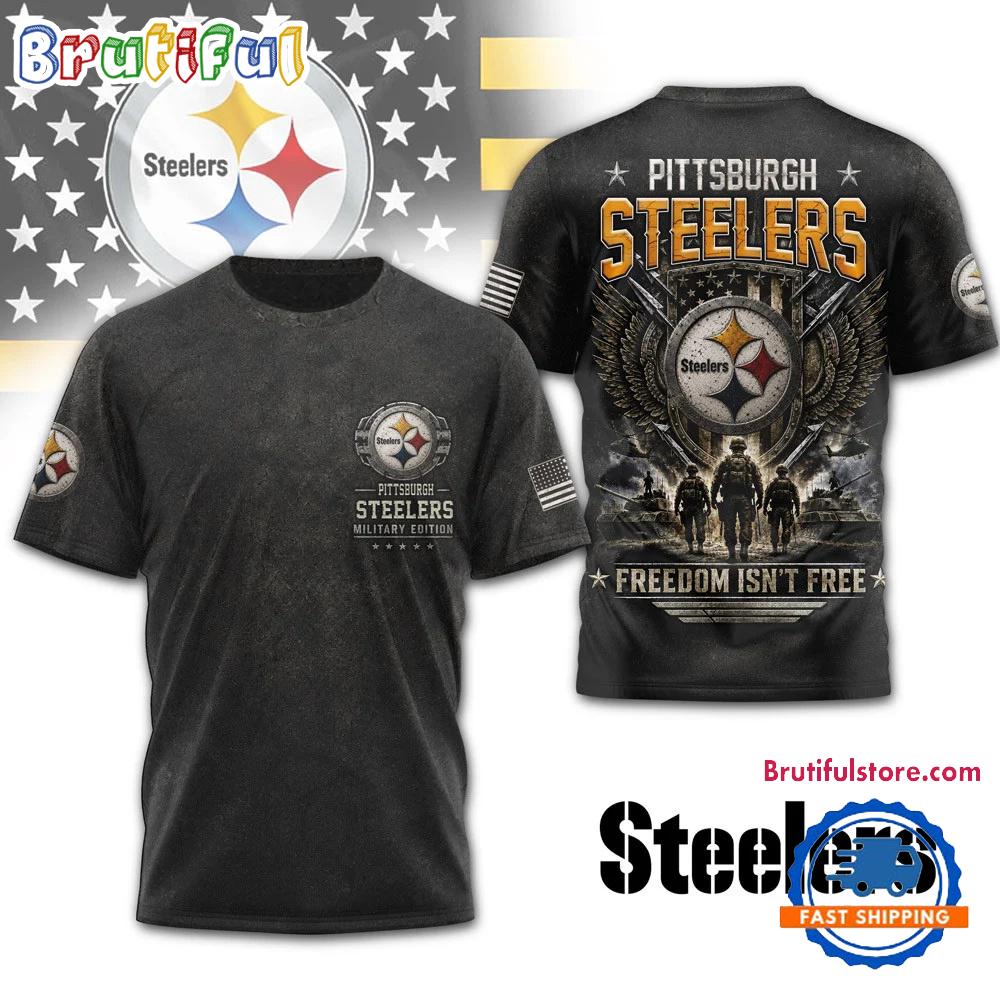 Pittsburgh Steelers NFL Freedom Team Military 3D T Shirt
