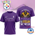 Pittsburgh Steelers NFL In August We Wear Purple Overdose Awareness 3D Shirt