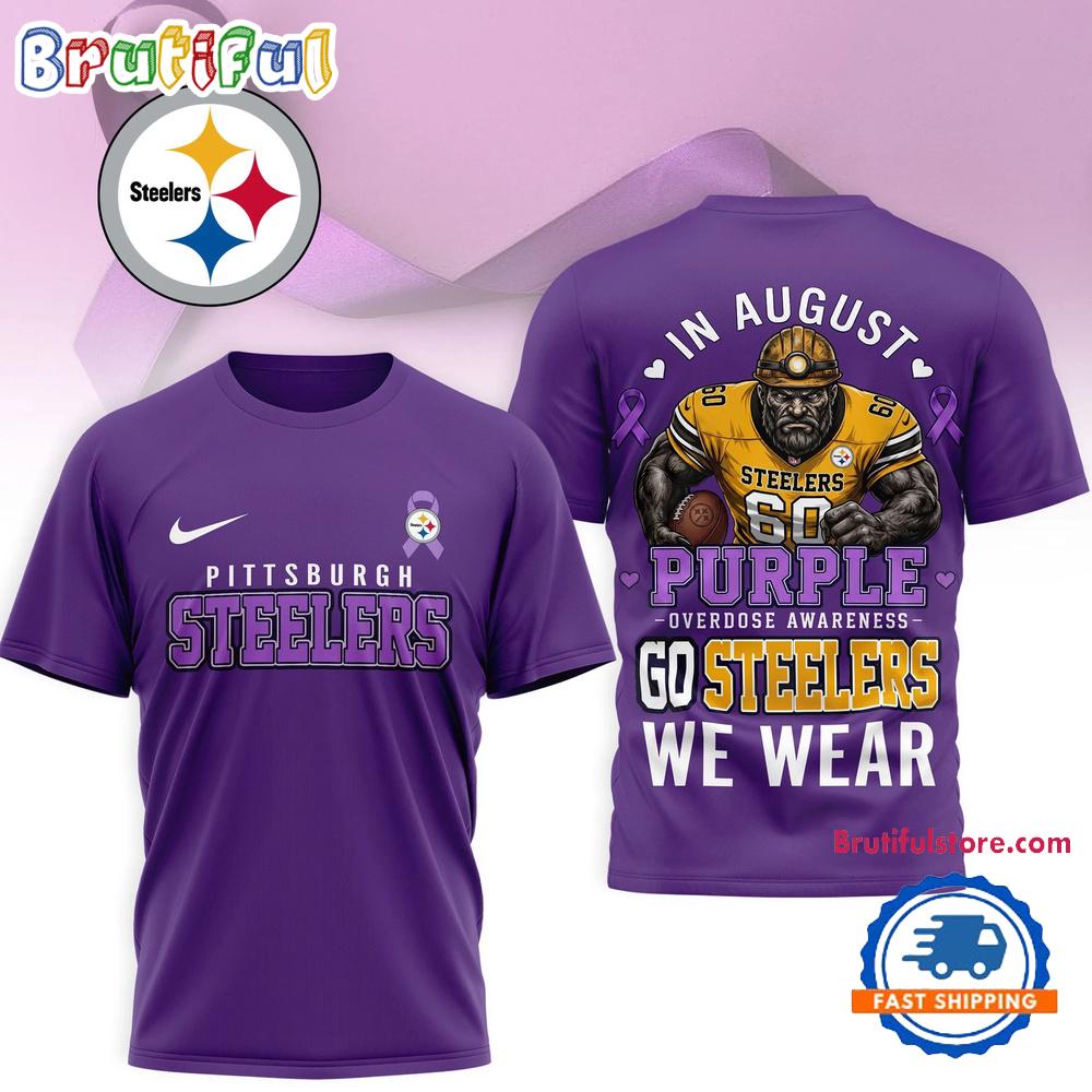 Pittsburgh Steelers NFL In August We Wear Purple Overdose Awareness 3D Shirt