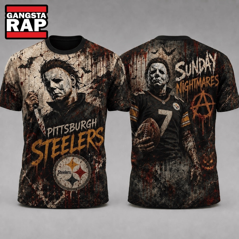 Pittsburgh Steelers NFL Michael Myers Sunday Nightmares Horror Halloween 3D T Shirt, Football New Design Shirt