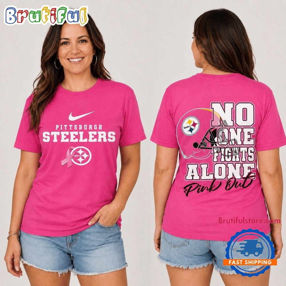 Pittsburgh Steelers NFL No One Fight Alone Pink Out T Shirt
