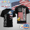 Pittsburgh Steelers NFL We The People USA 250th Anniversary Black T Shirt