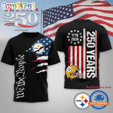 Pittsburgh Steelers NFL We The People USA 250th Anniversary Black T Shirt