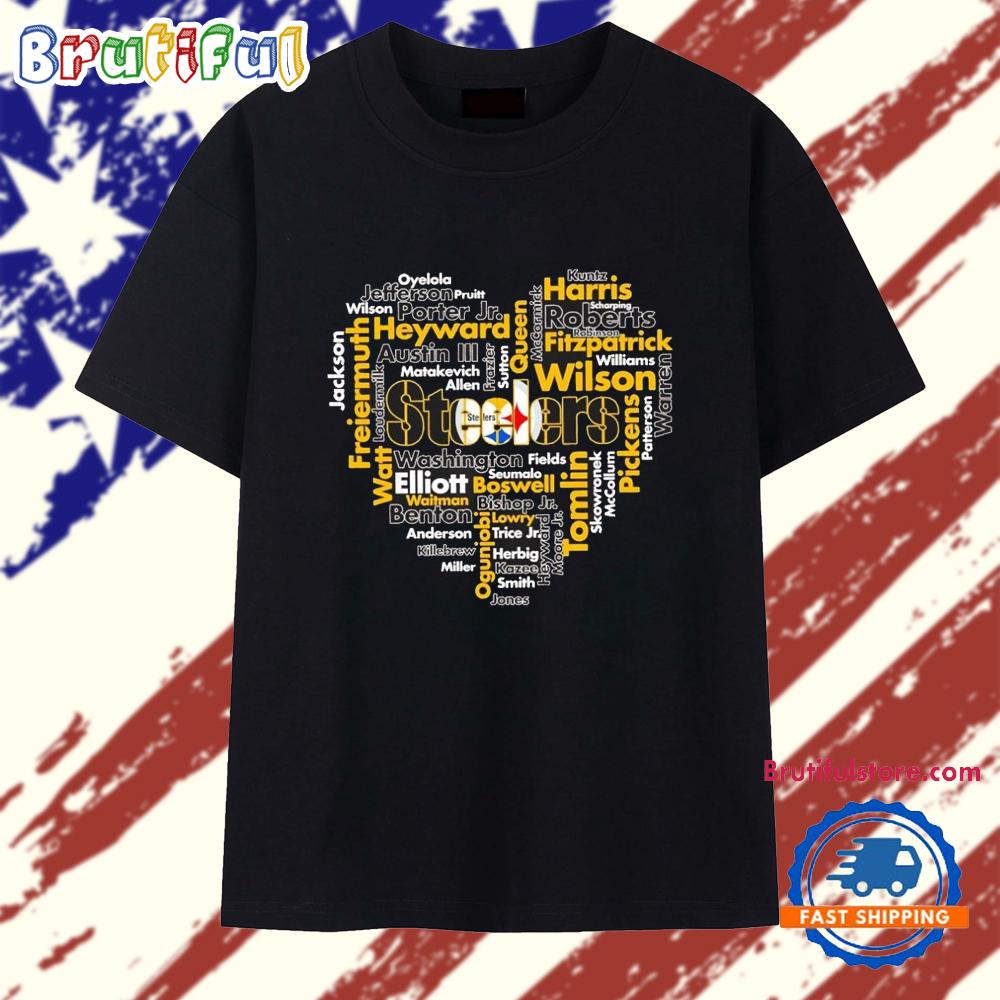 Pittsburgh Steelers Players Names Heart Love T Shirt