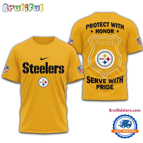 Pittsburgh Steelers Protech With Honor Police Serve With Pride 3D Shirt