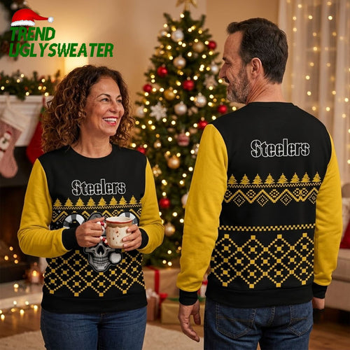 Pittsburgh Steelers Santa Skull Ugly Christmas Sweater