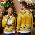 Pittsburgh Steelers Skull Candy Cane Ugly Christmas Sweater Design
