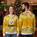 Pittsburgh Steelers Skull Candy Cane Ugly Christmas Sweater