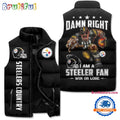 Pittsburgh Steelers Sporty Mascot Design Sleeveless Puffer Jacket