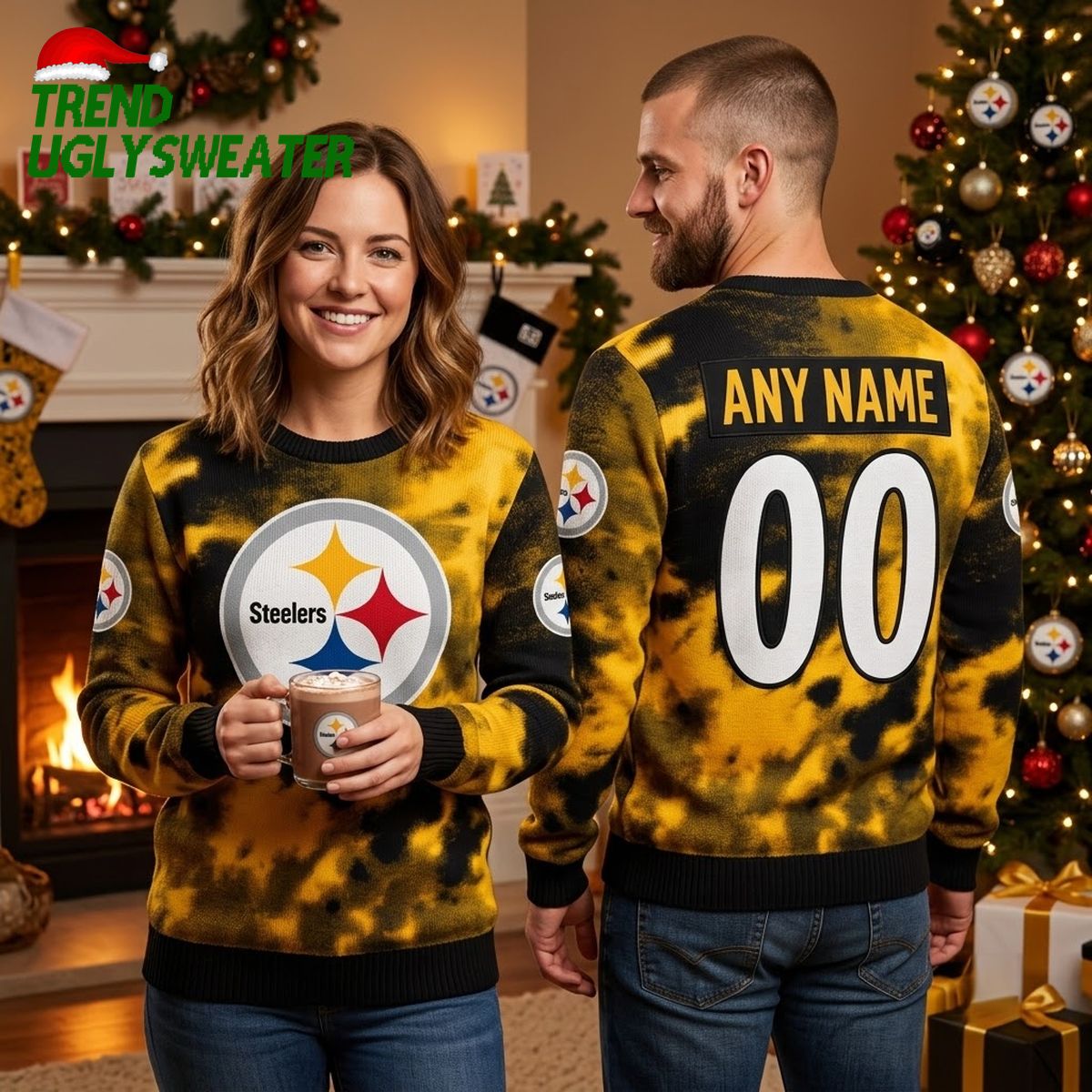 Pittsburgh Steelers Tie Dye Ugly Christmas Sweater