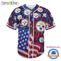 Pittsburgh Steelers USA Flag Independence Day Baseball Jersey, Sport Team 4th of July Jersey