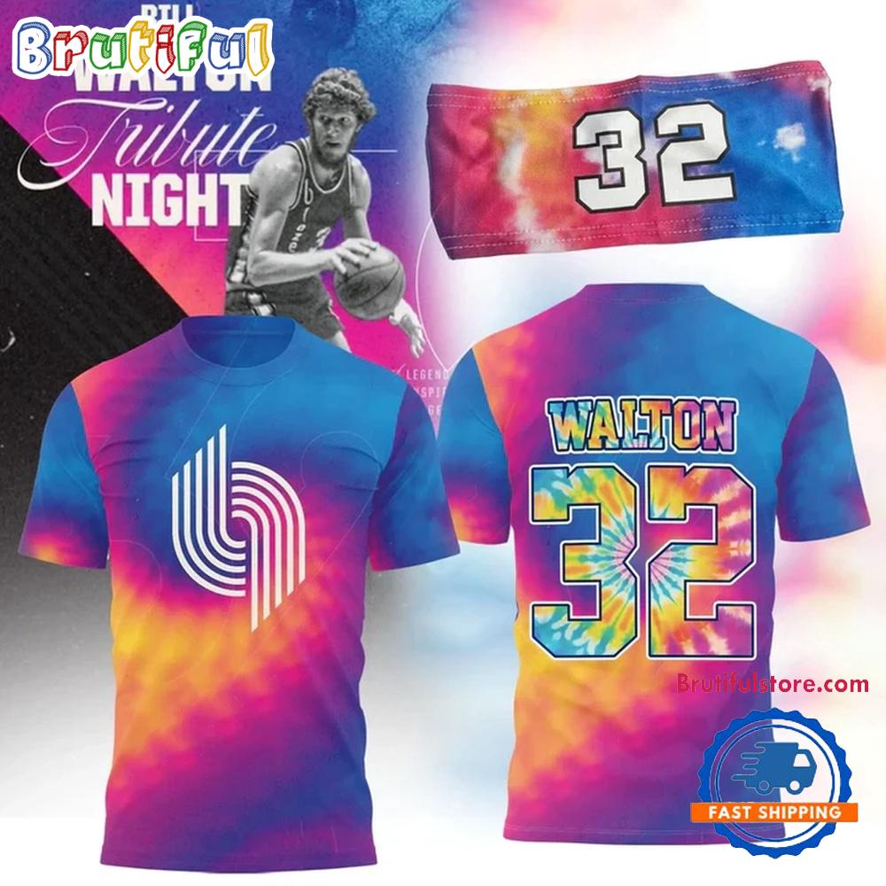 Portland Trail Blazers Bill Walton Tribute 2025 All Over Printed Hoodie T-Shirt