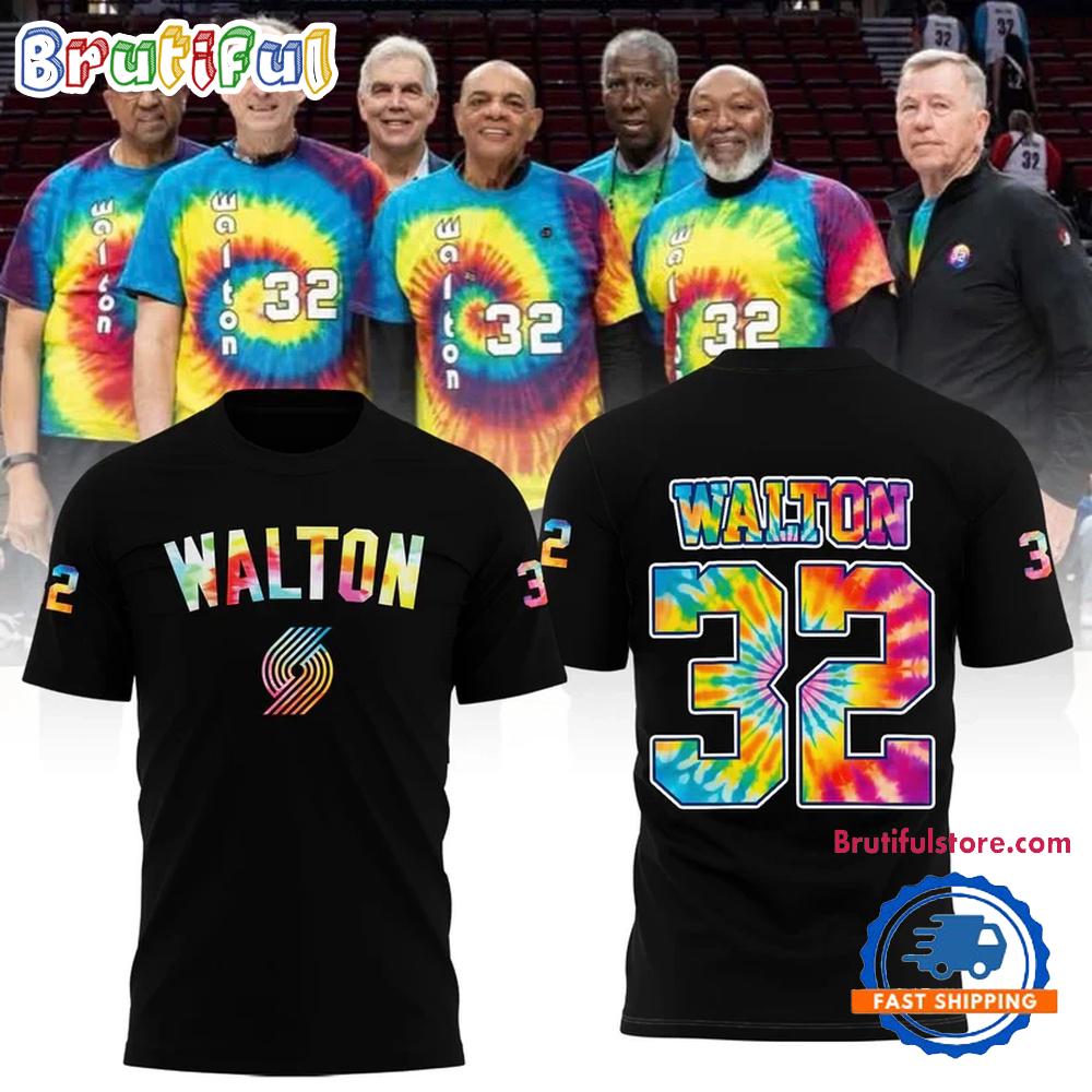 Portland Trail Blazers Bill Walton Tribute 2025 New Design Black Hoodie T-Shirt
