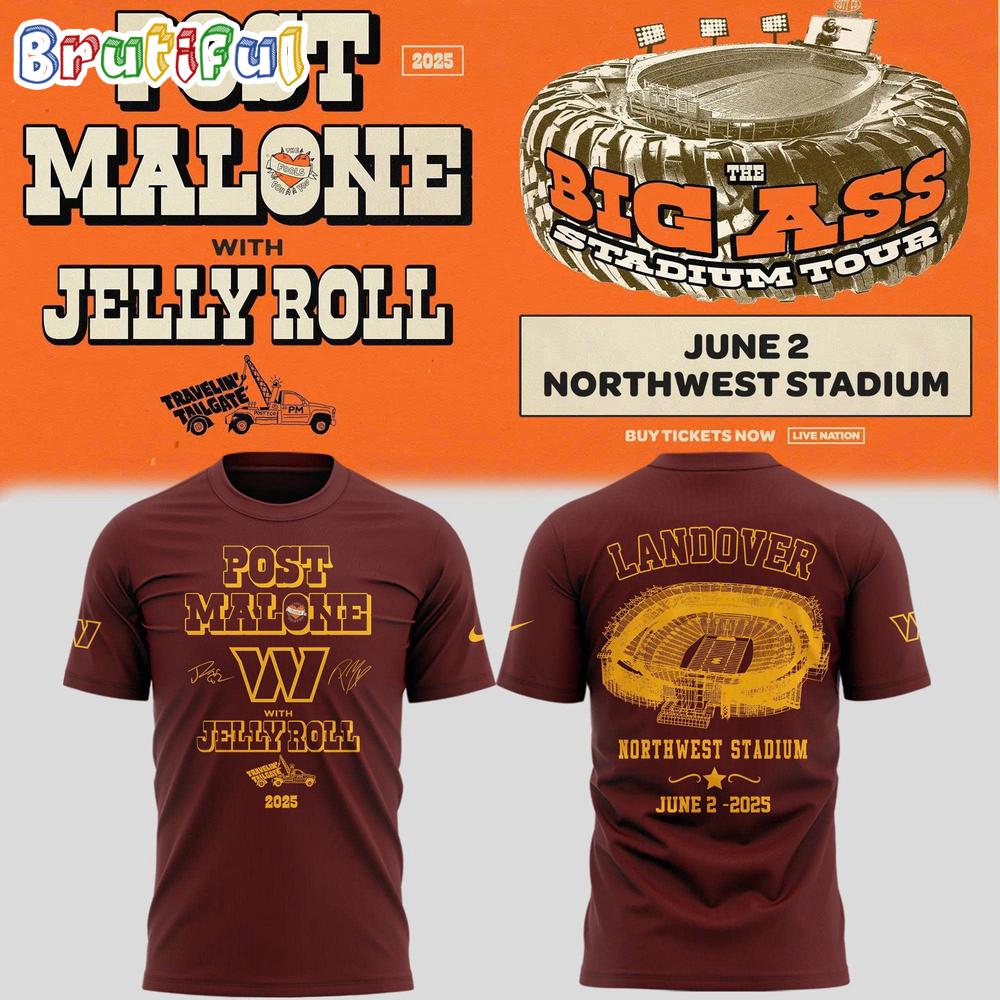 Post Malone Big Ass Stadium Tour x Washington Commanders 2025 Shirt
