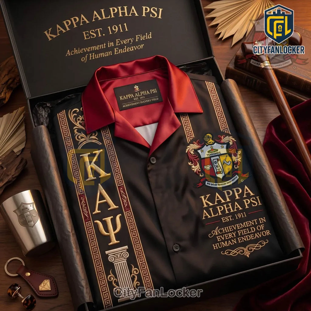 Premium Kappa Alpha Psi Fraternity Black Satin Polo Shirt