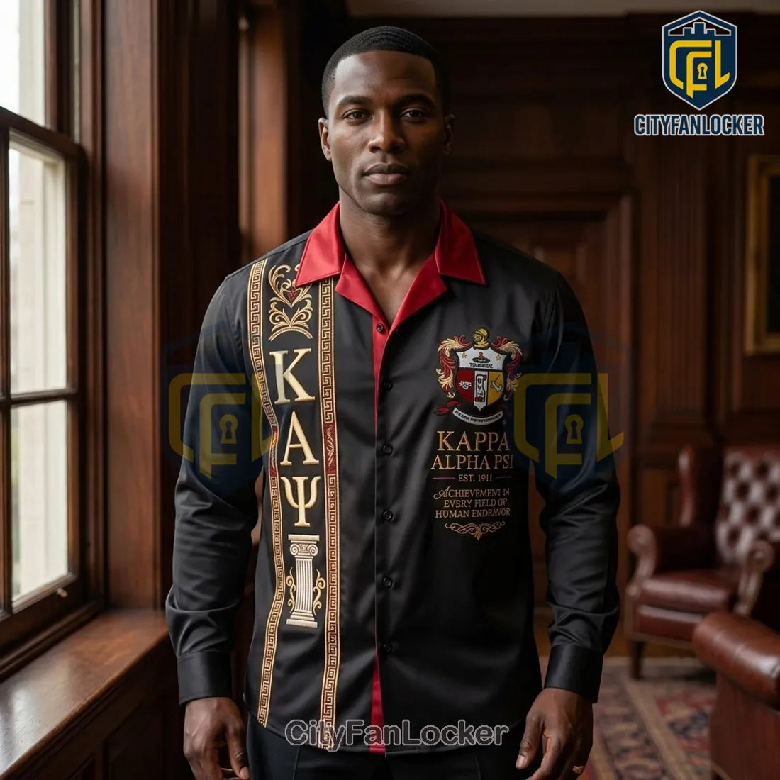 Premium Kappa Alpha Psi Fraternity Black Satin Polo Shirt