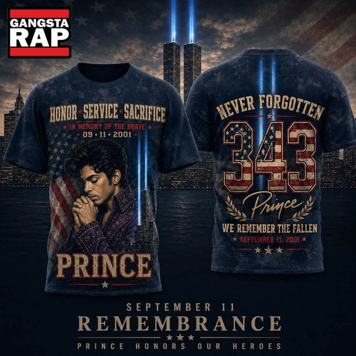 Prince 343 Tribute Portrait and Stars September 11 Remembrance 3D Shirt
