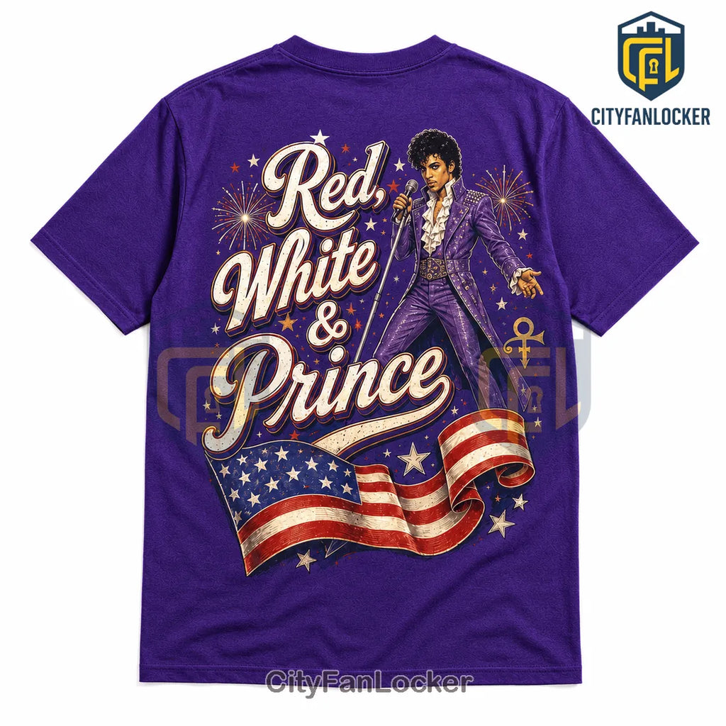 Prince Red White and Prince Premium Purple Crewneck T-Shirt