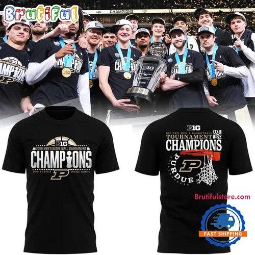 Purdue Boilermakers 2026 Big Ten Men’s Basketball Tournament Champions Black T Shirt